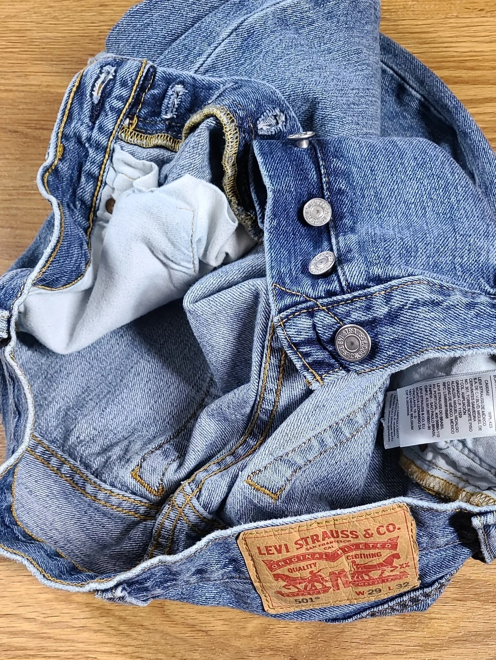 501 Levis 29x30 mens 2021 distressed Pre-owned Vint Button fly denim blue jeans